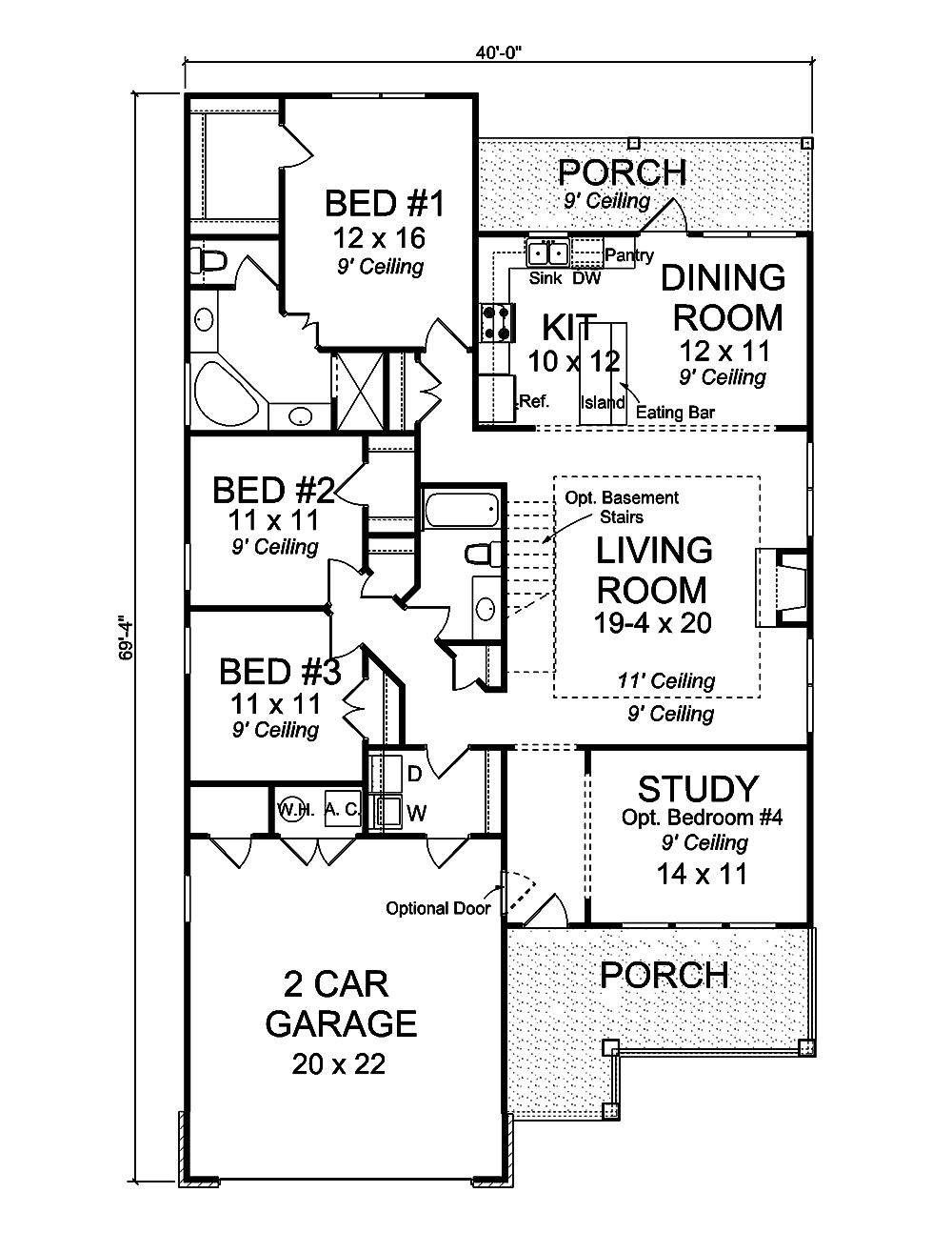 Floor Plan First Story of Craftsman Plan #178-1364