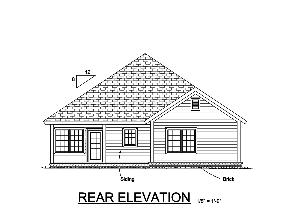 Home Plan Rear Elevation of this 3-Bedroom,1780 Sq Ft Plan -178-1364