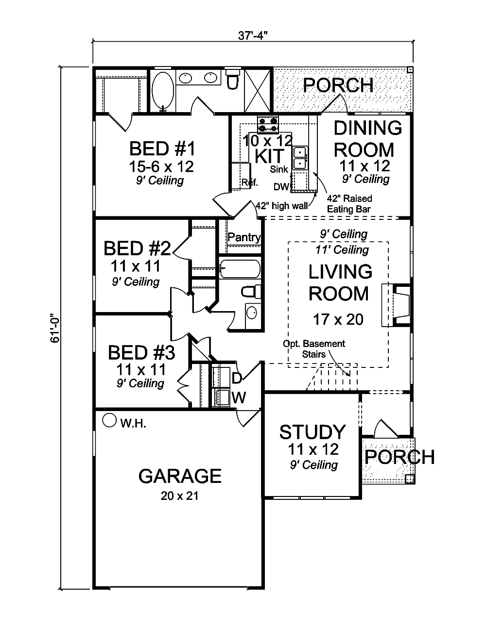 Floor Plan First Story of Craftsman Plan #178-1365