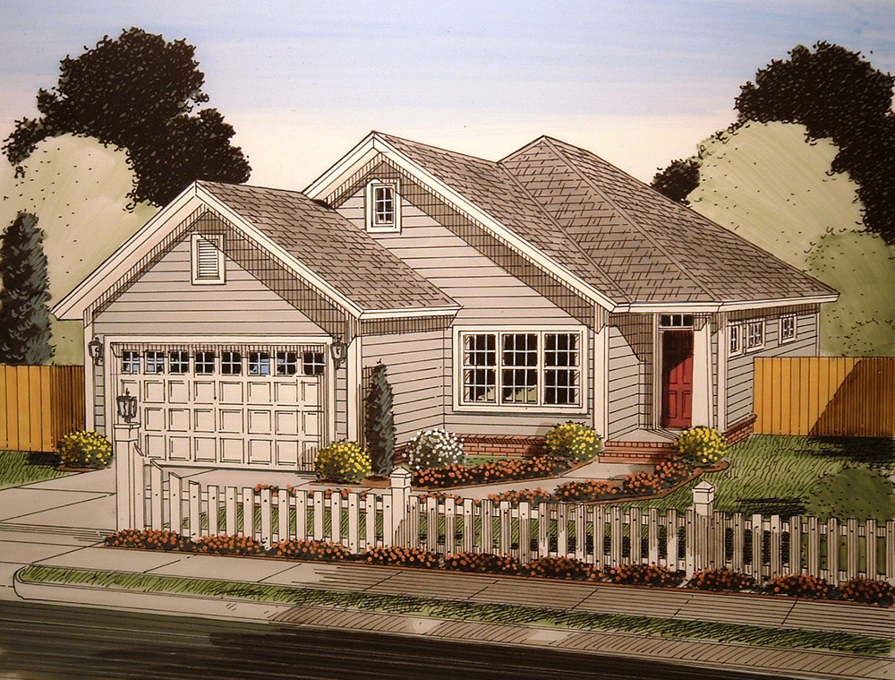 Front elevation of Craftsman home (ThePlanCollection: House Plan #178-1365)