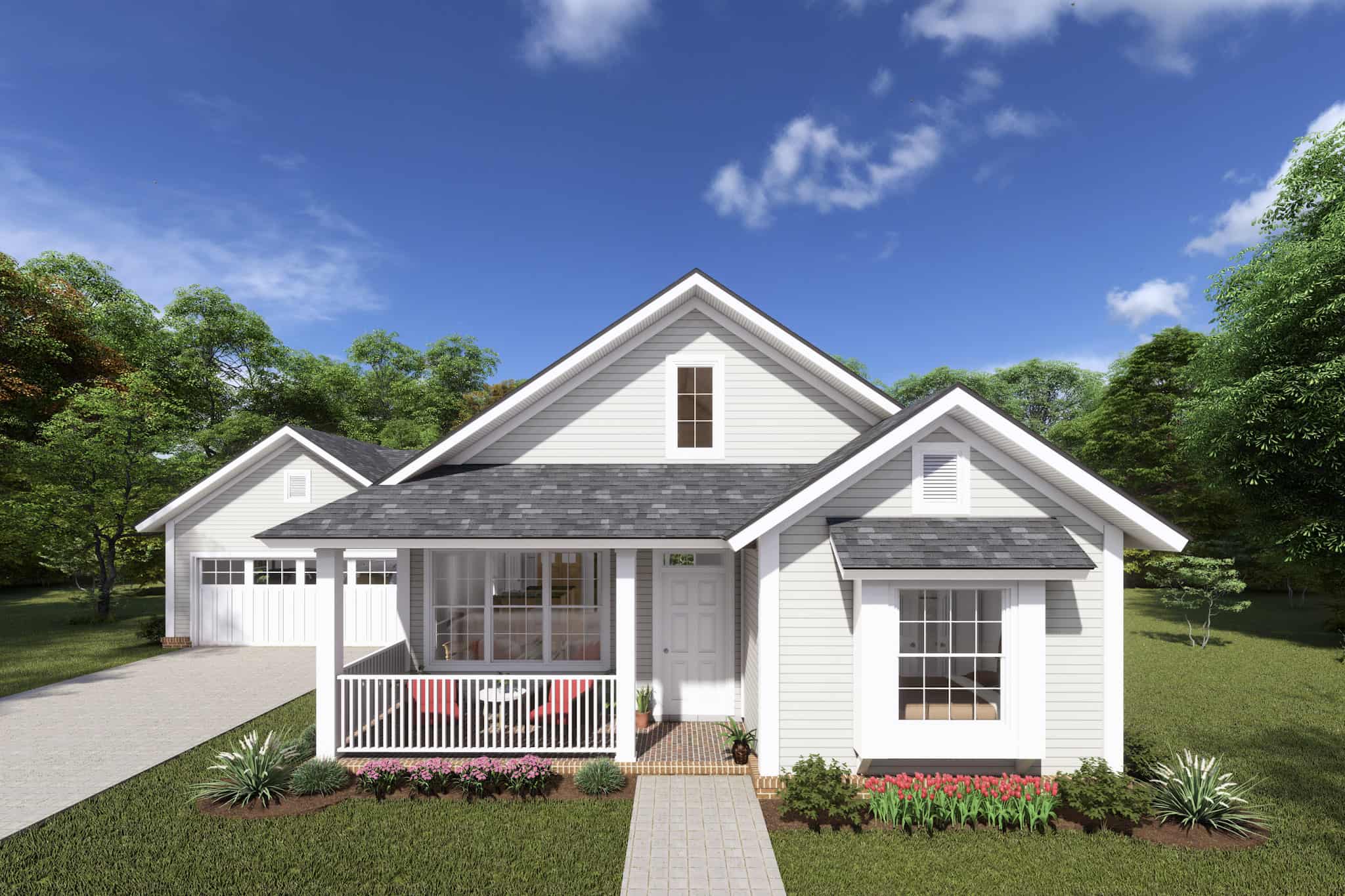 Front elevation of Cottage home (ThePlanCollection: House Plan #178-1366)