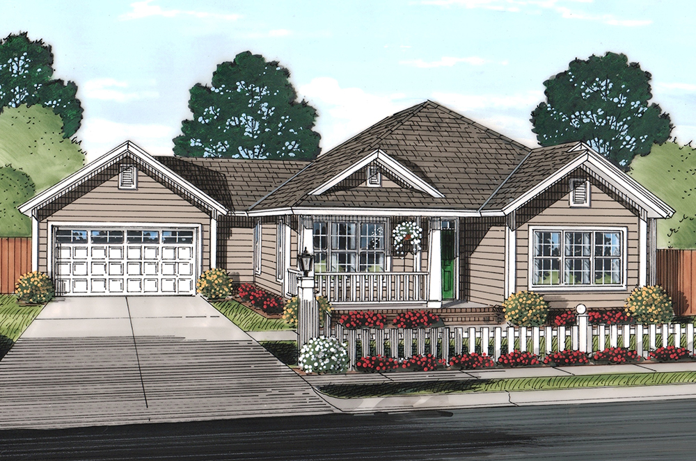 Front elevation of Cottage home (ThePlanCollection: House Plan #178-1367)