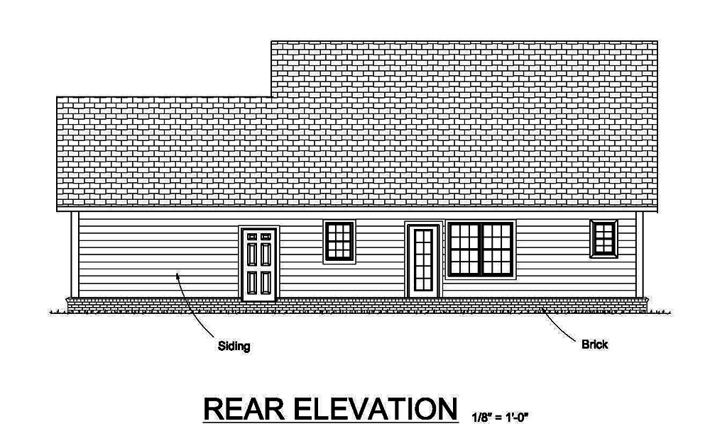 Home Plan Rear Elevation of this 3-Bedroom,1597 Sq Ft Plan -178-1369