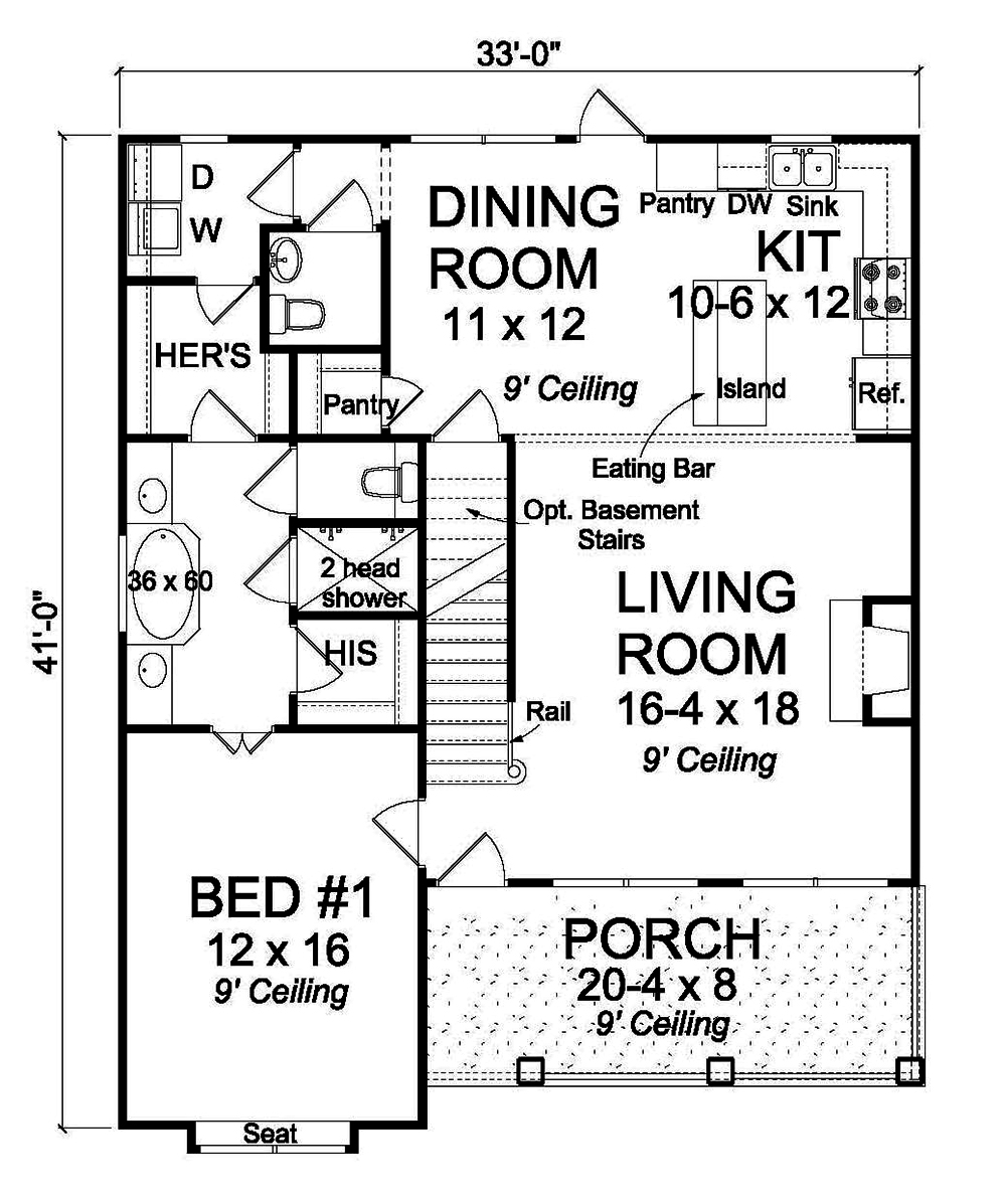 Floor Plan First Story of Cottage Plan #178-1370