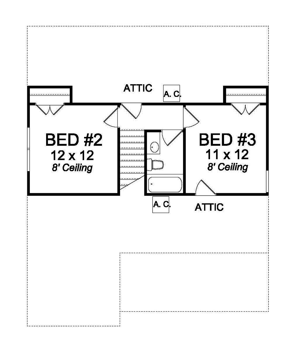 Floor Plan Second Story of Cottage Plan #178-1370