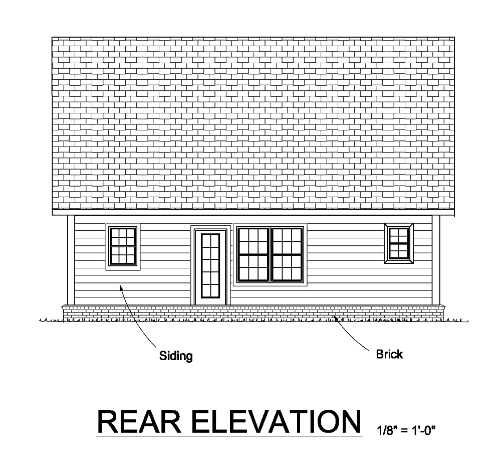 Home Plan Rear Elevation of this 3-Bedroom,1597 Sq Ft Plan -178-1370