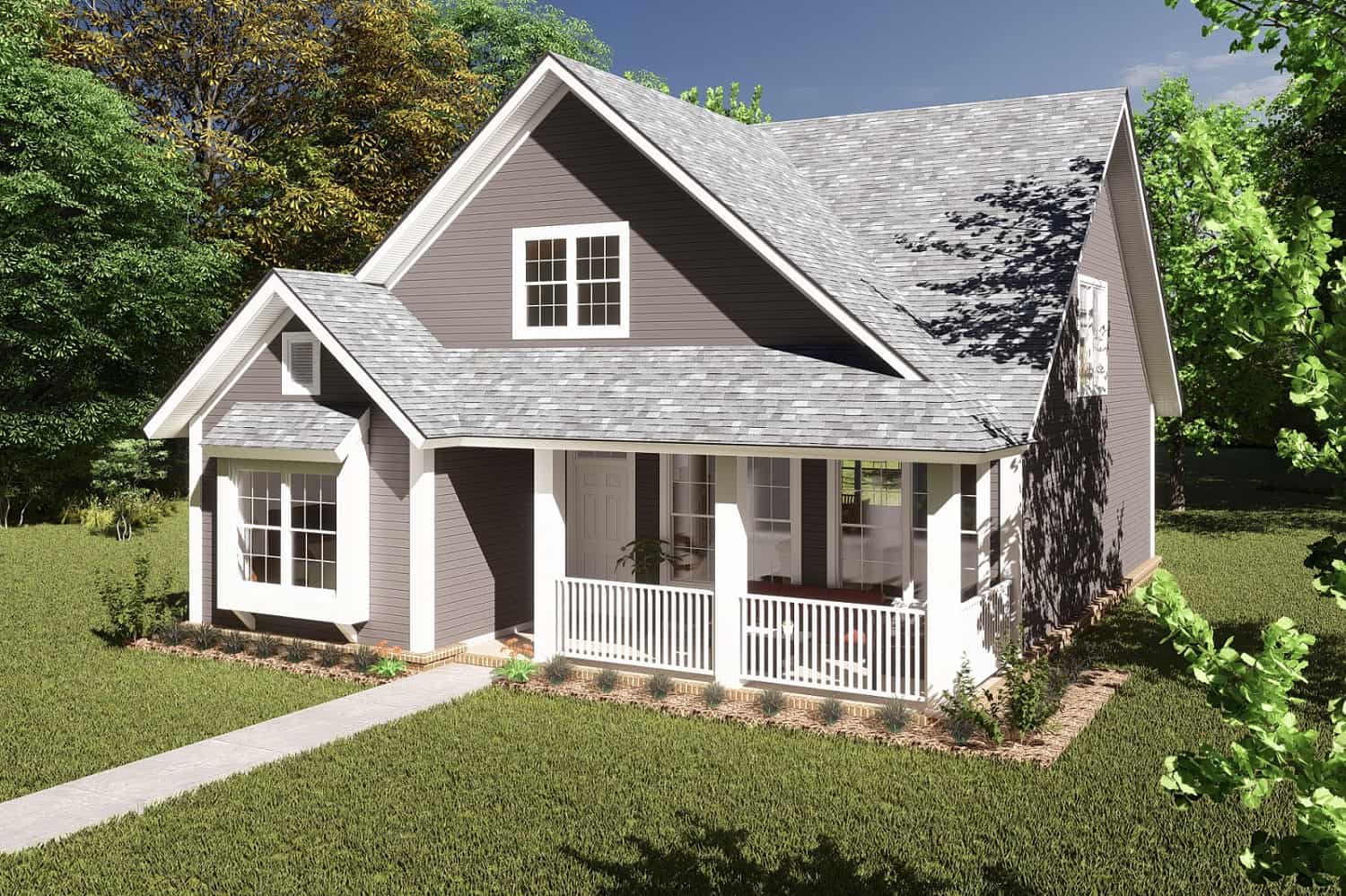 Front elevation of Cottage home (ThePlanCollection: House Plan #178-1370)