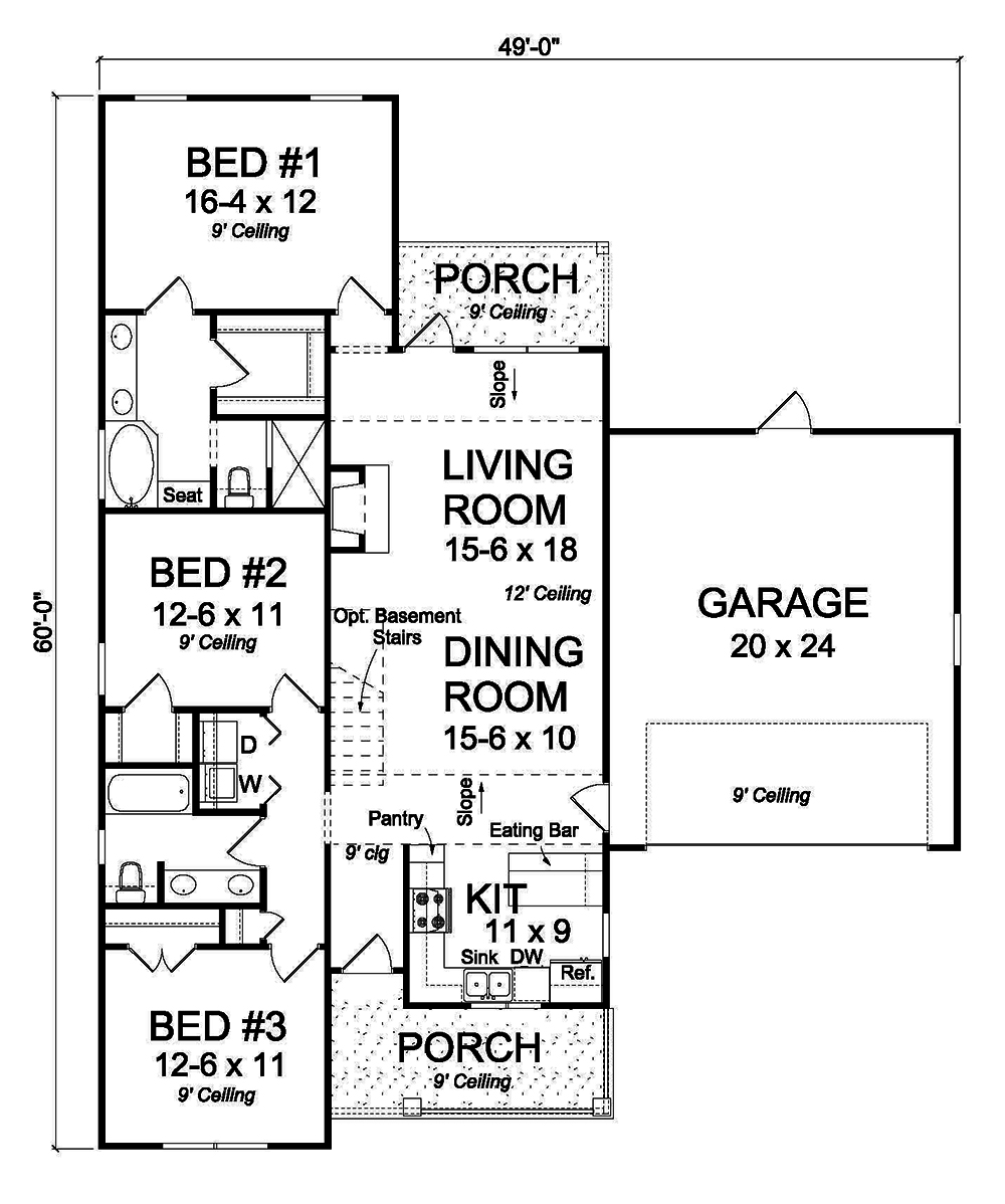 Floor Plan First Story of Cottage Plan #178-1371
