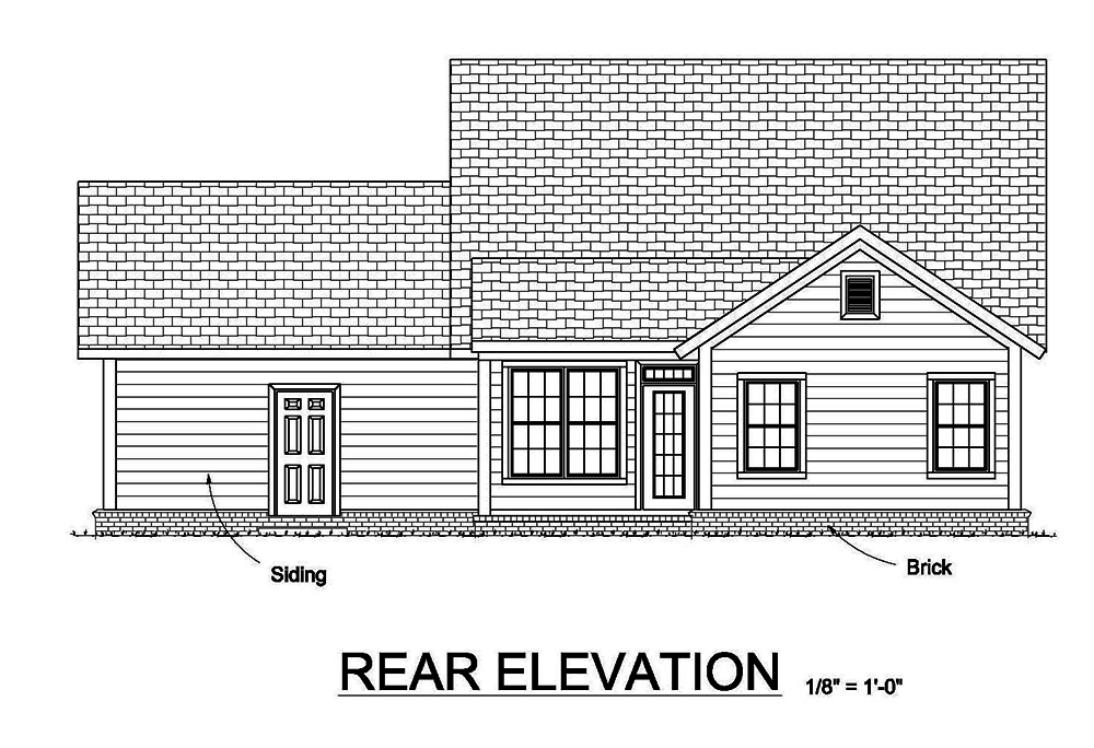 Home Plan Rear Elevation of this 3-Bedroom,1433 Sq Ft Plan -178-1371