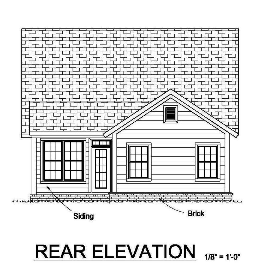 Home Plan Rear Elevation of this 3-Bedroom,1433 Sq Ft Plan -178-1372