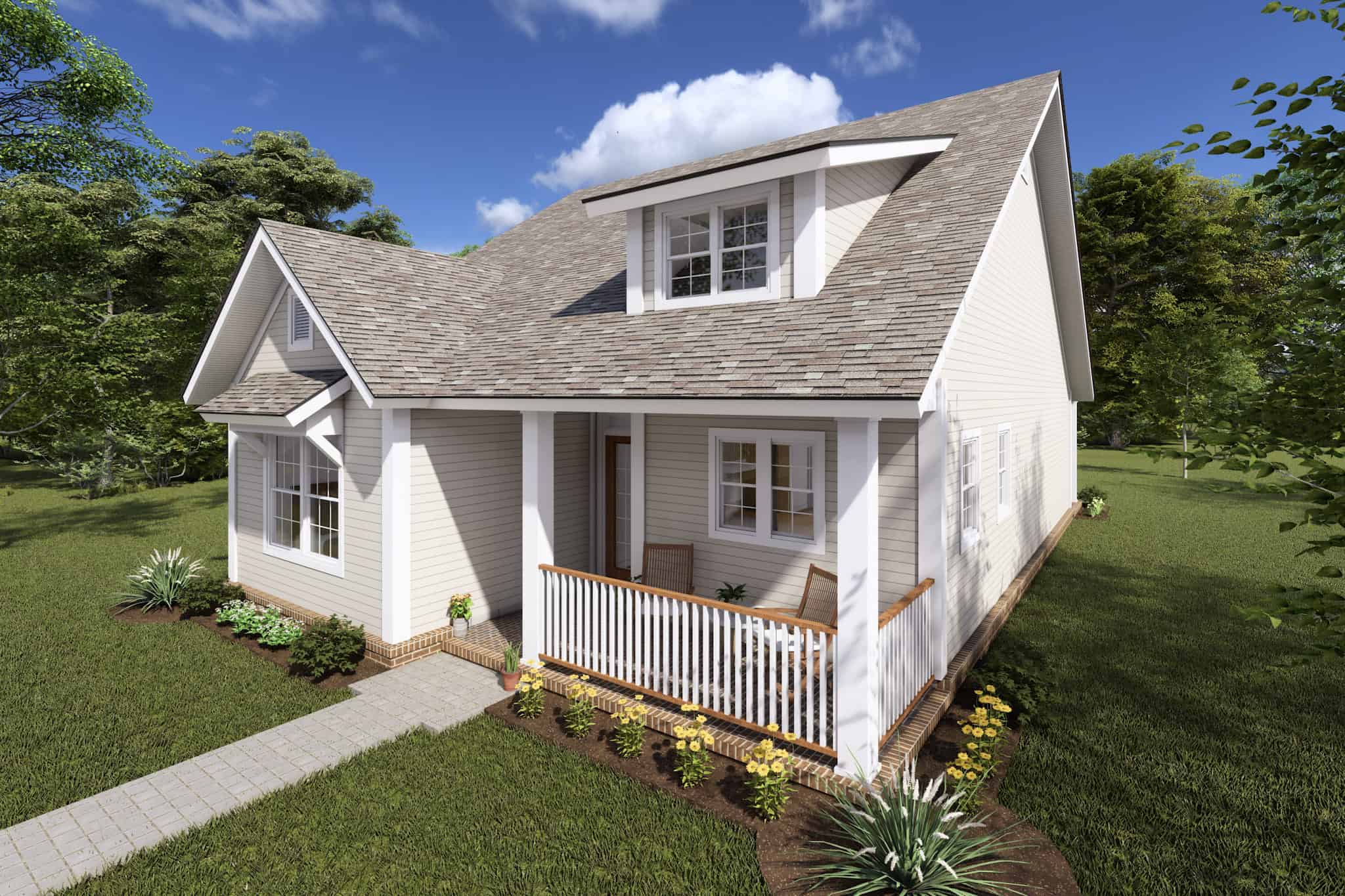 Front elevation of Cottage home (ThePlanCollection: House Plan #178-1372)