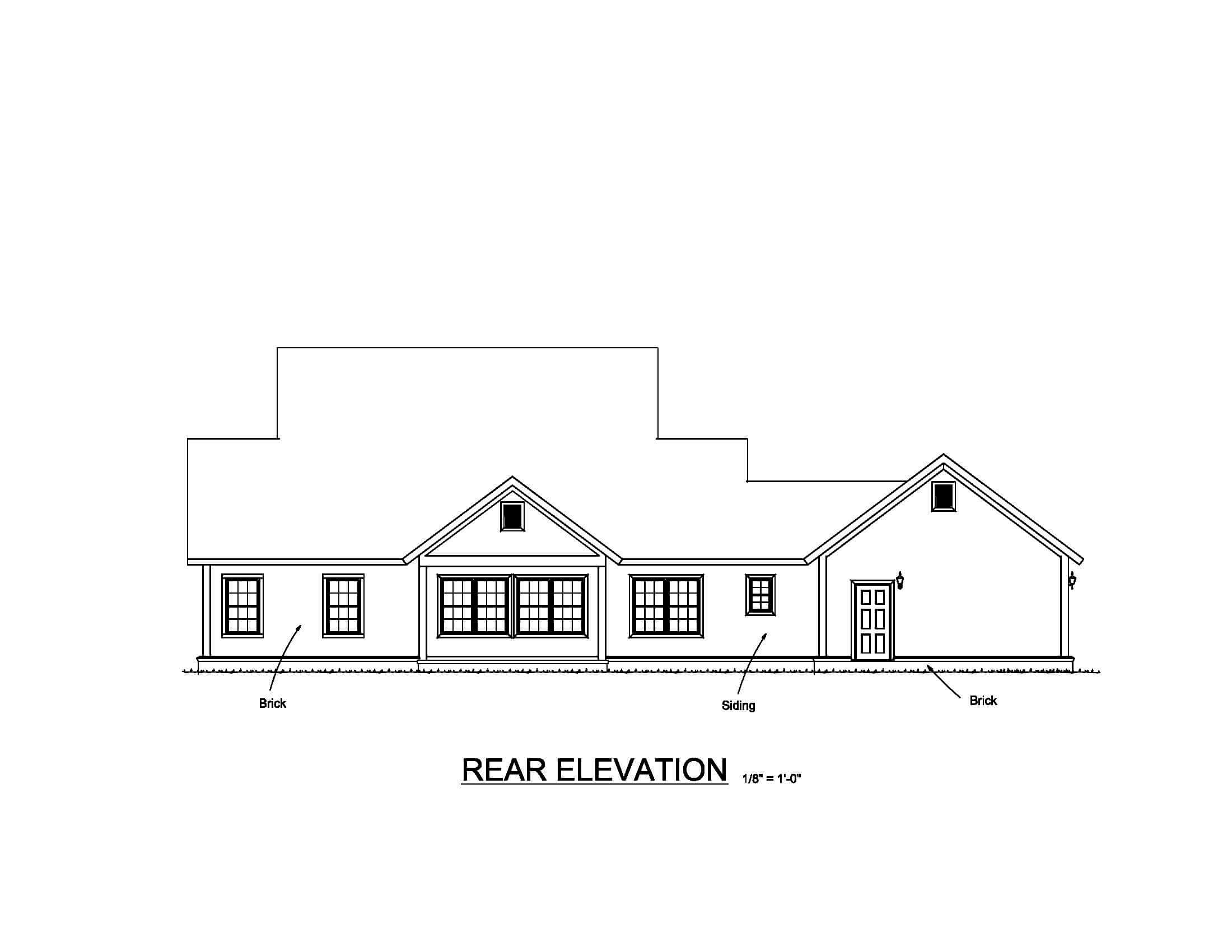 Home Plan Rear Elevation of this 4-Bedroom,1938 Sq Ft Plan -178-1373
