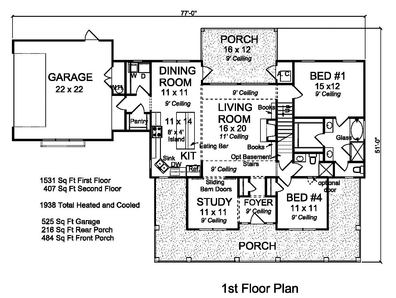 Floor Plan First Story of Traditional Plan #178-1373