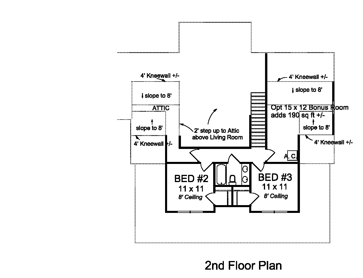 Floor Plan Upper Level of Traditional Plan #178-1373