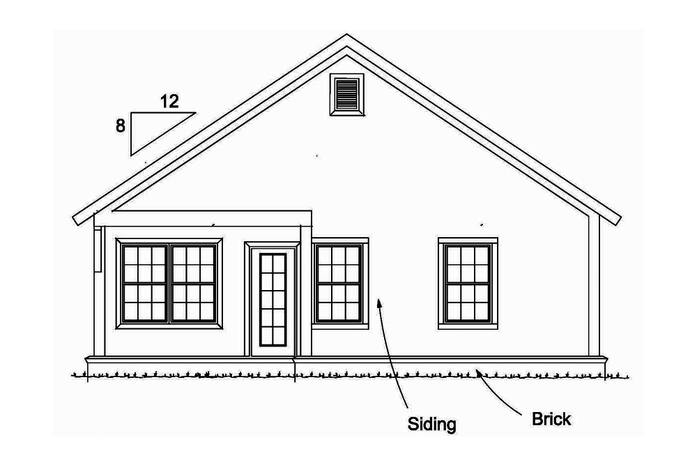 Home Plan Rear Elevation of this 3-Bedroom,1284 Sq Ft Plan -178-1374