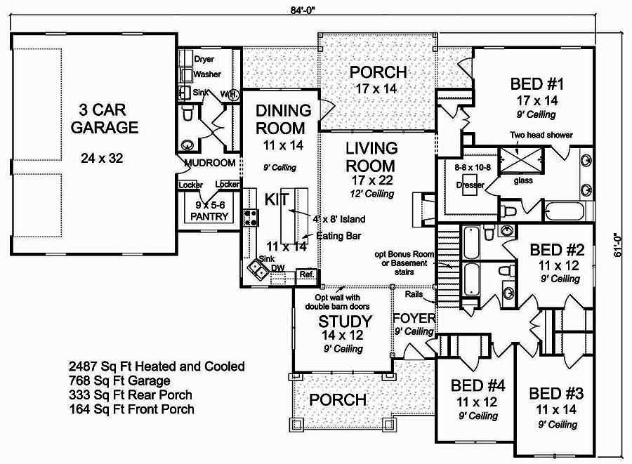 Floor Plan First Story of Cottage Plan #178-1376