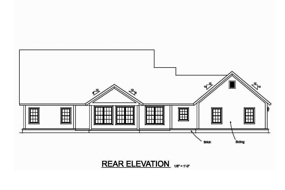 Home Plan Rear Elevation of this 4-Bedroom,2487 Sq Ft Plan -178-1376