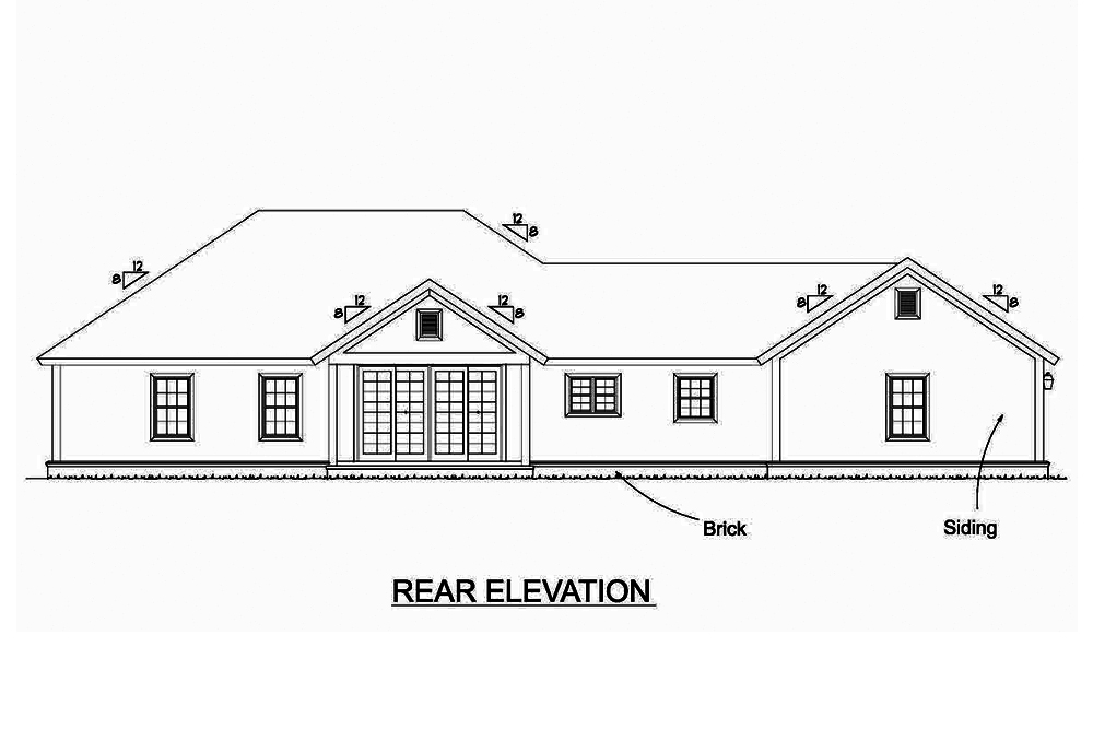 Home Plan Rear Elevation of this 3-Bedroom,1639 Sq Ft Plan -178-1379