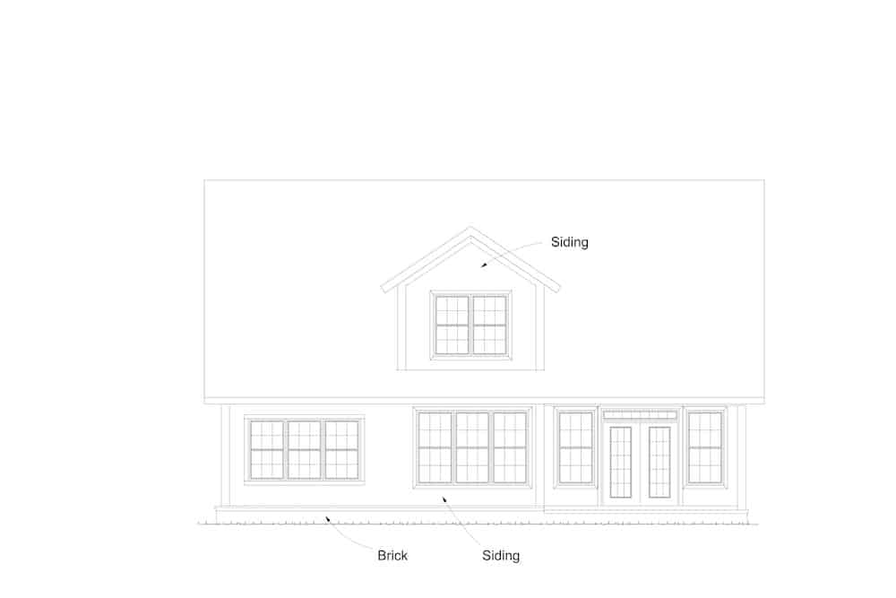 Home Plan Rear Elevation of this 4-Bedroom,2814 Sq Ft Plan -178-1380