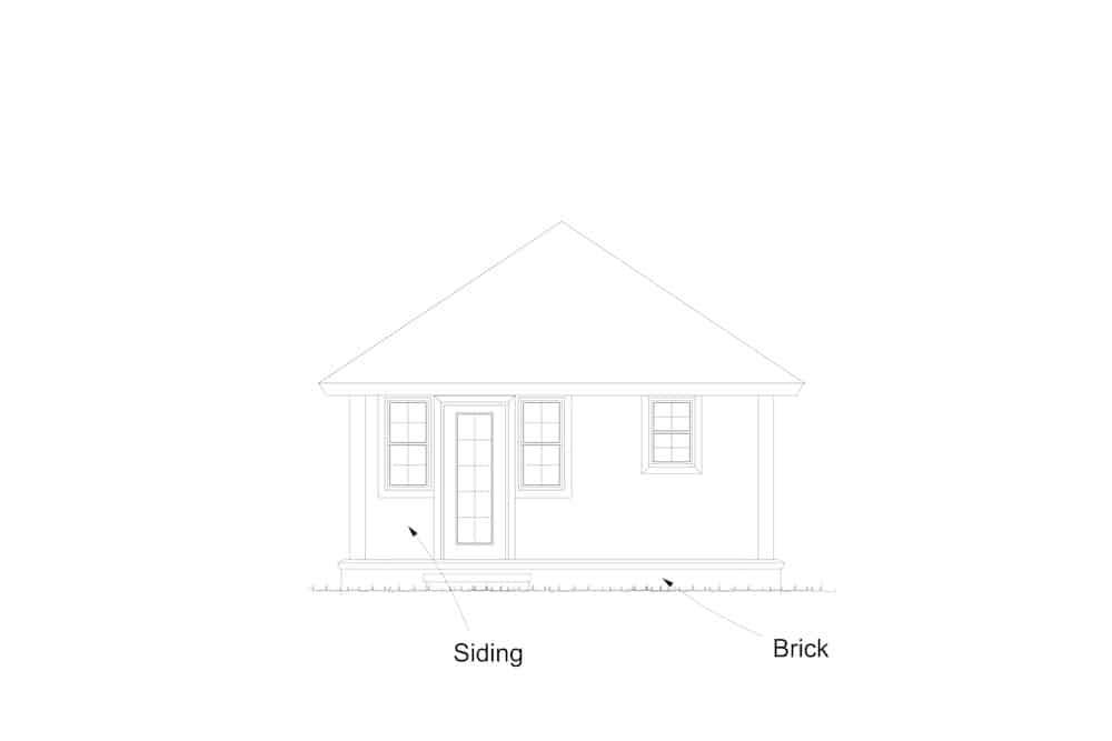 Home Plan Rear Elevation of this 1-Bedroom,412 Sq Ft Plan -178-1381