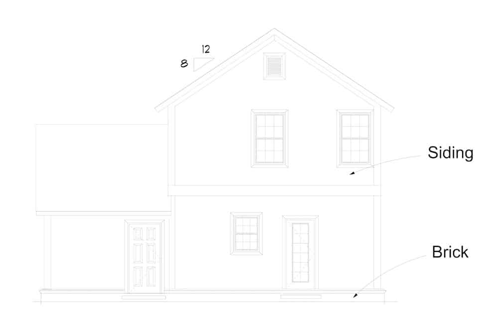 Home Plan Rear Elevation of this 2-Bedroom,1564 Sq Ft Plan -178-1383