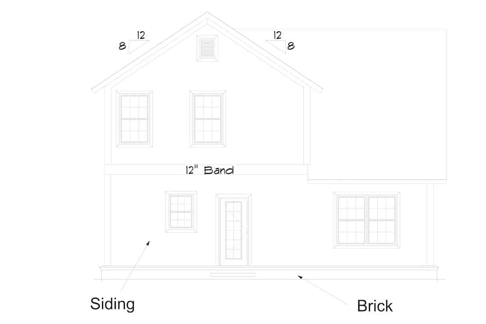 Home Plan Rear Elevation of this 4-Bedroom,2165 Sq Ft Plan -178-1385