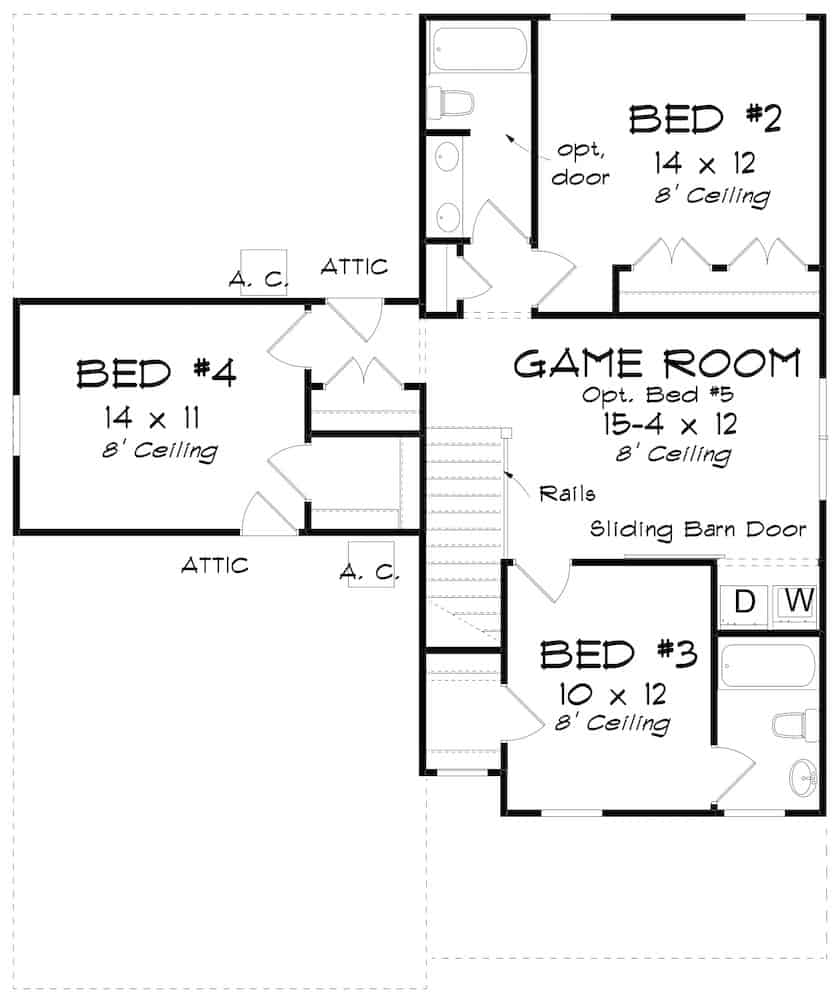 Floor Plan Upper Level of Cottage Plan #178-1387