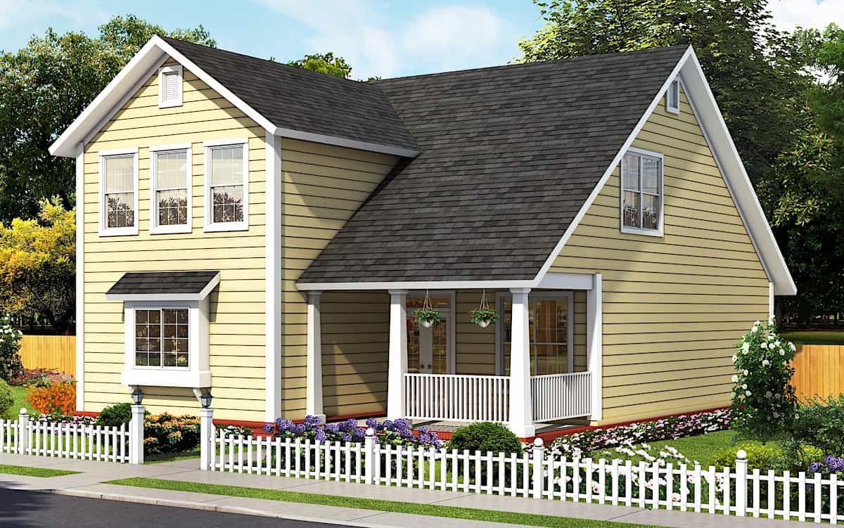 Front elevation of Cottage home (ThePlanCollection: House Plan #178-1389)