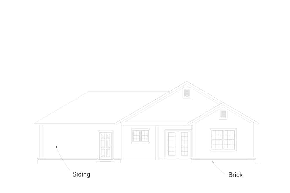 Home Plan Rear Elevation of this 3-Bedroom,1558 Sq Ft Plan -178-1392