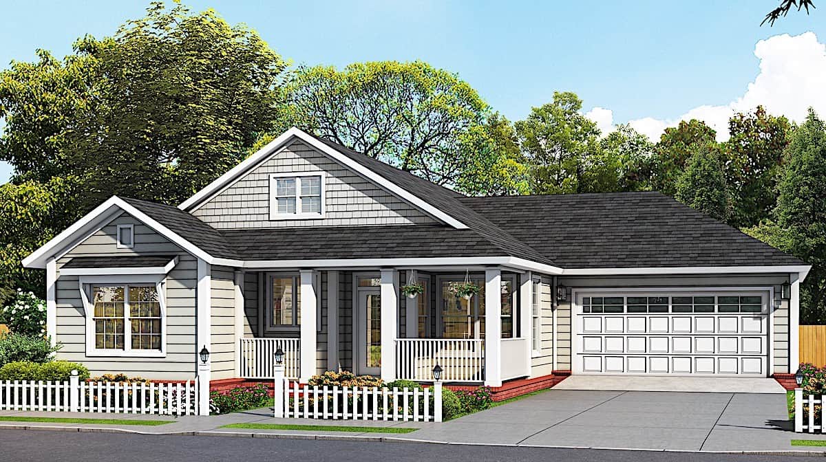 Ranch Farmhouse (ThePlanCollection: House Plan #178-1392)