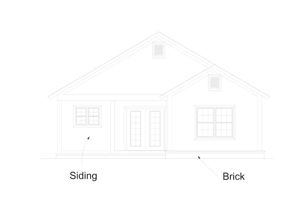 Home Plan Rear Elevation of this 3-Bedroom,1558 Sq Ft Plan -178-1393