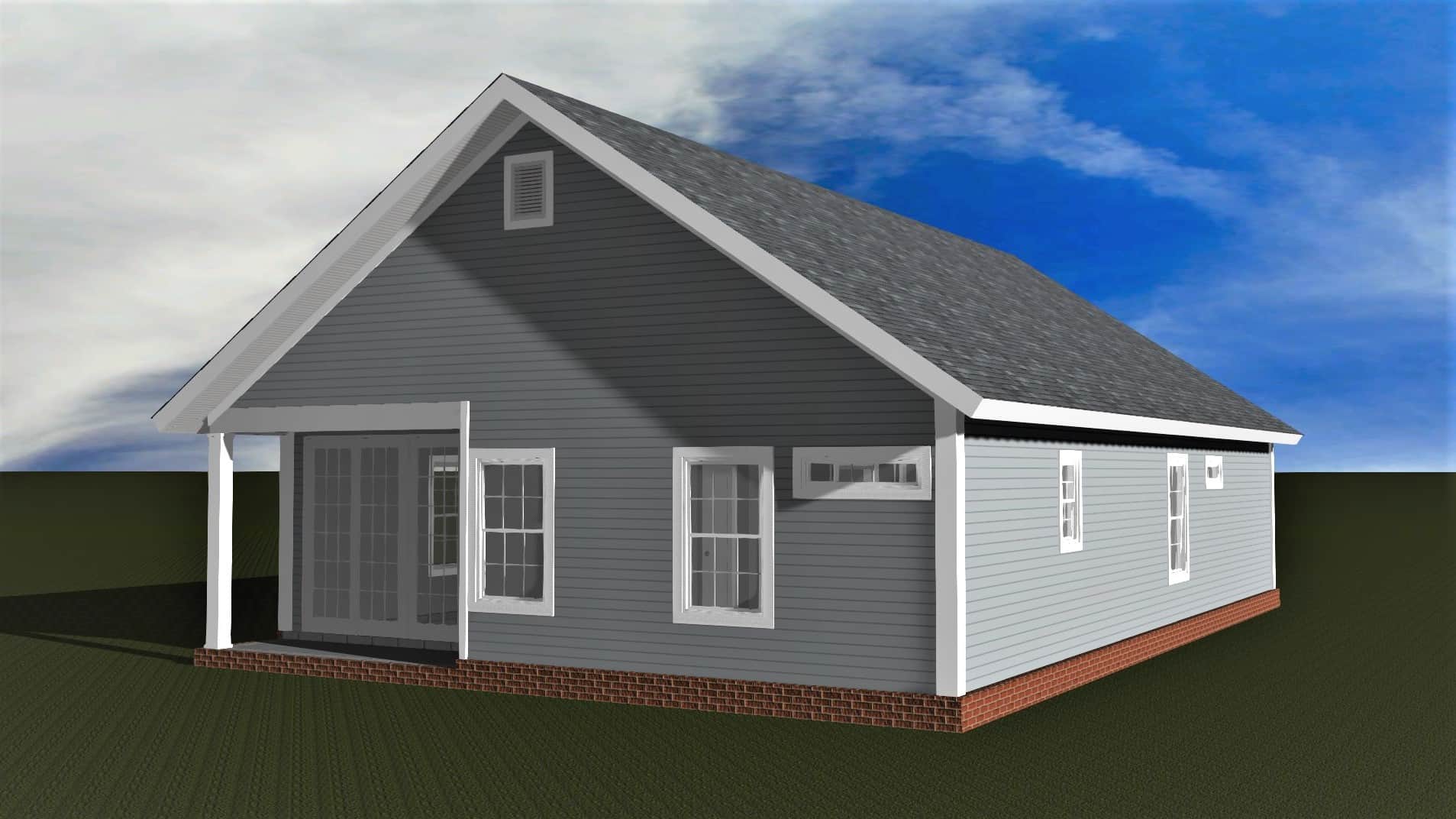 Rear View of this 3-Bedroom,1437 Sq Ft Plan -178-1395