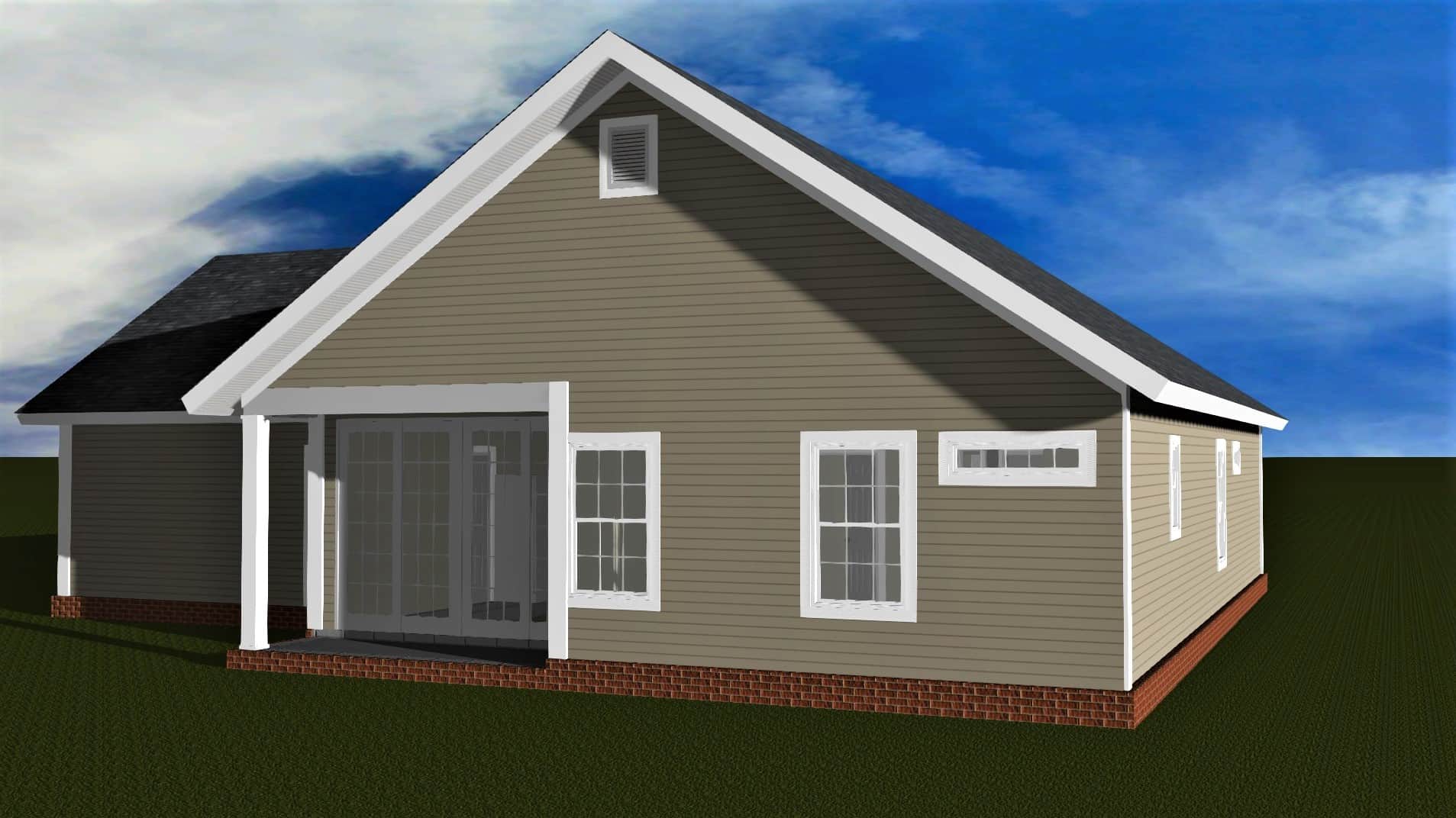 Rear View of this 3-Bedroom,1437 Sq Ft Plan -178-1397
