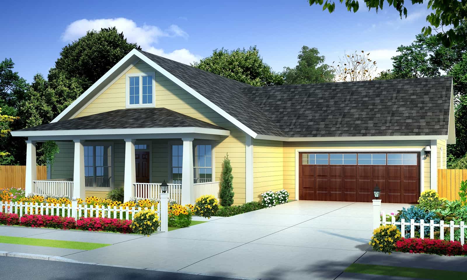 Front elevation of Cottage home (ThePlanCollection: House Plan #178-1397)