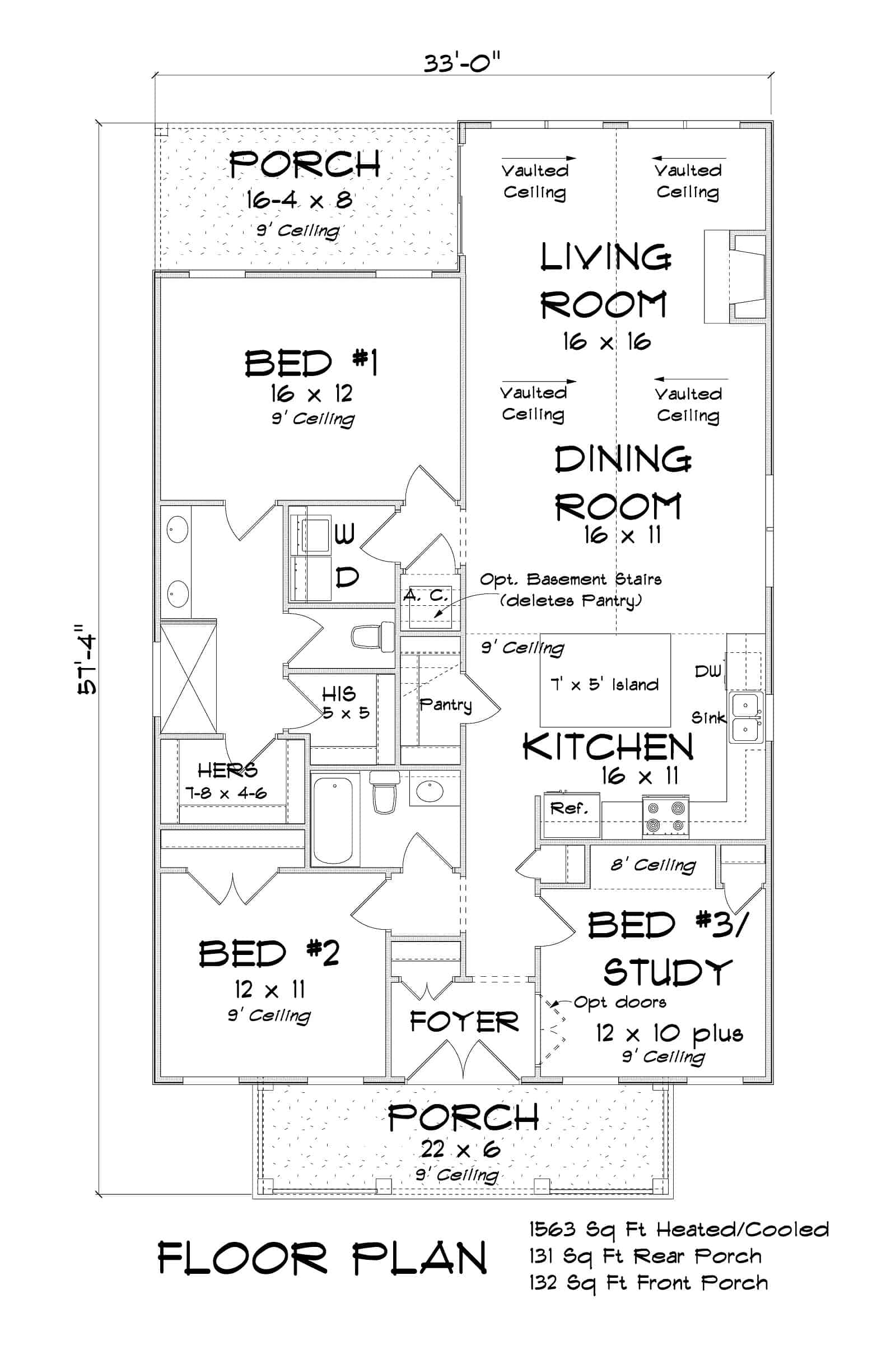 Main Level of Cottage Plan #178-1399