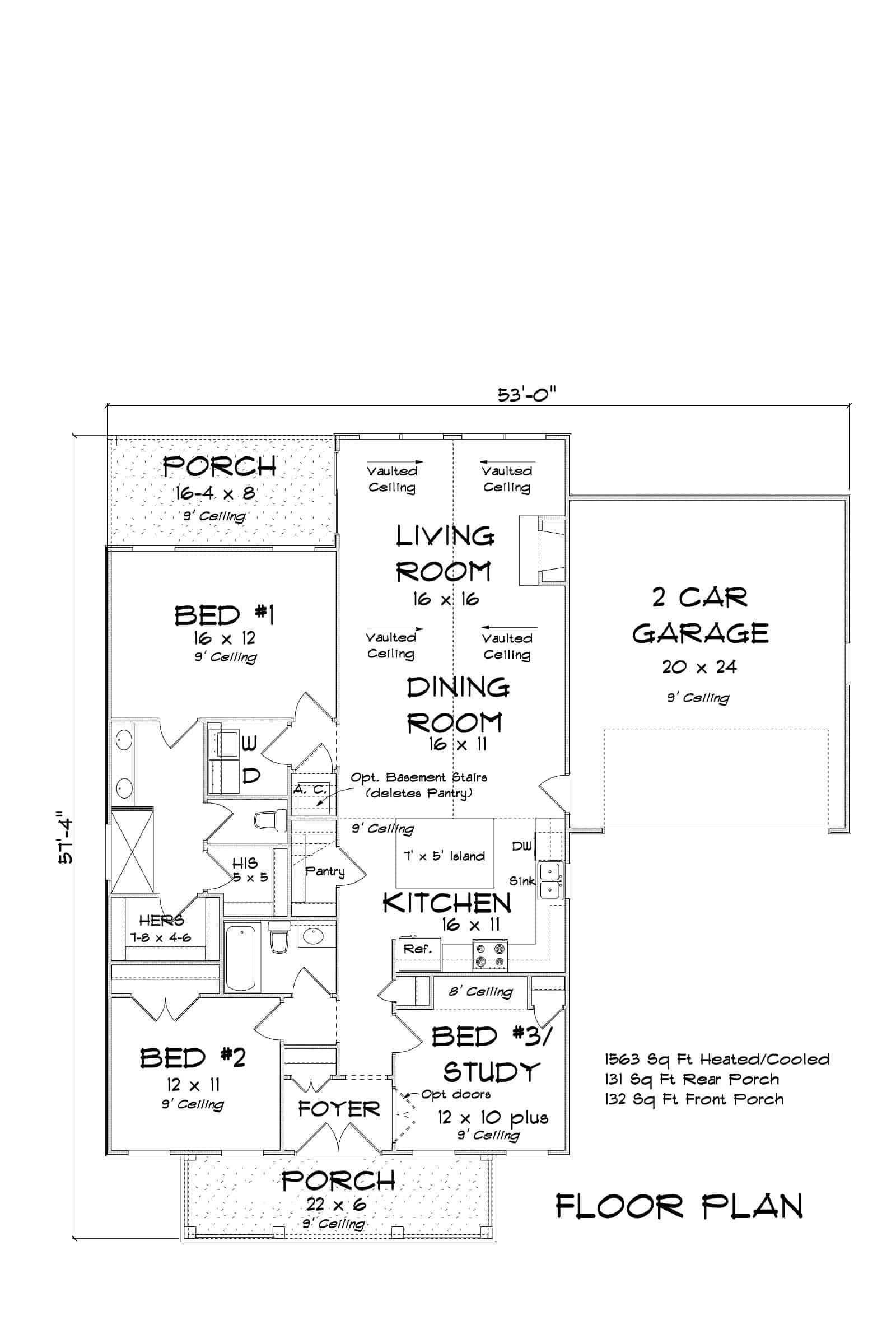 Main Level of Cottage Plan #178-1400