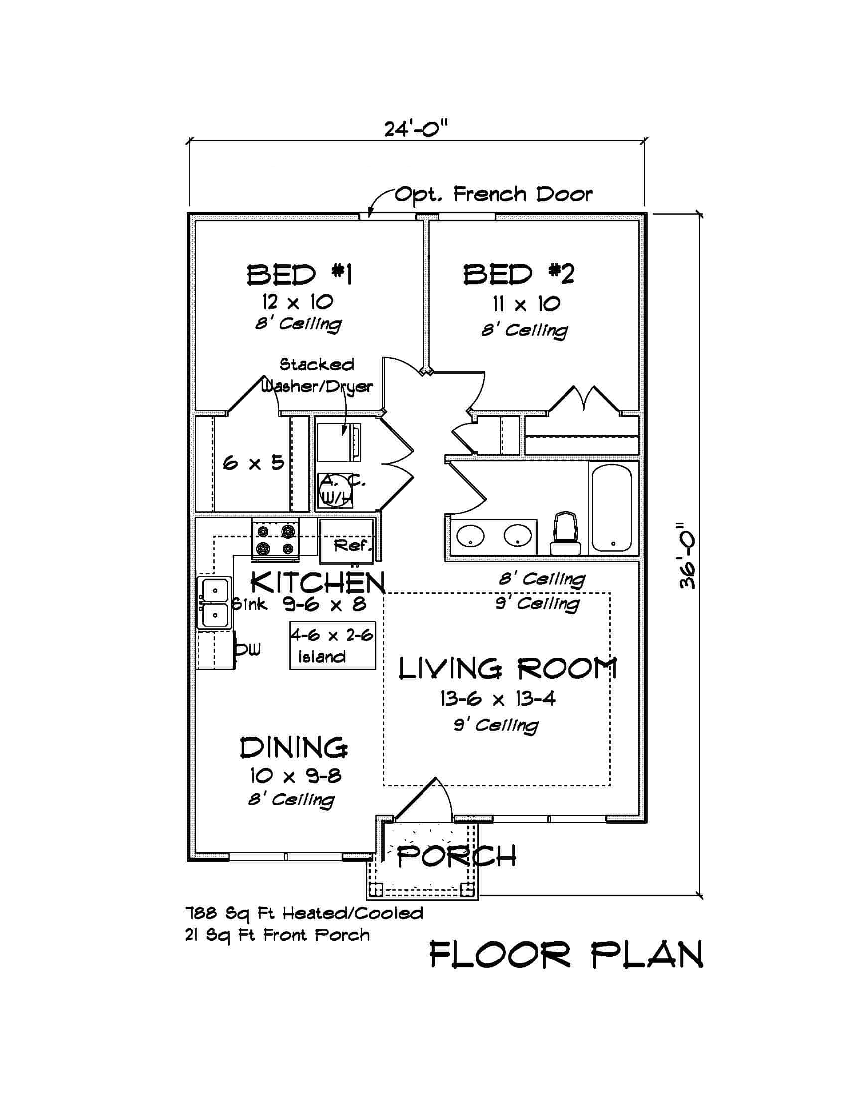 Main Level of Cottage Plan #178-1401