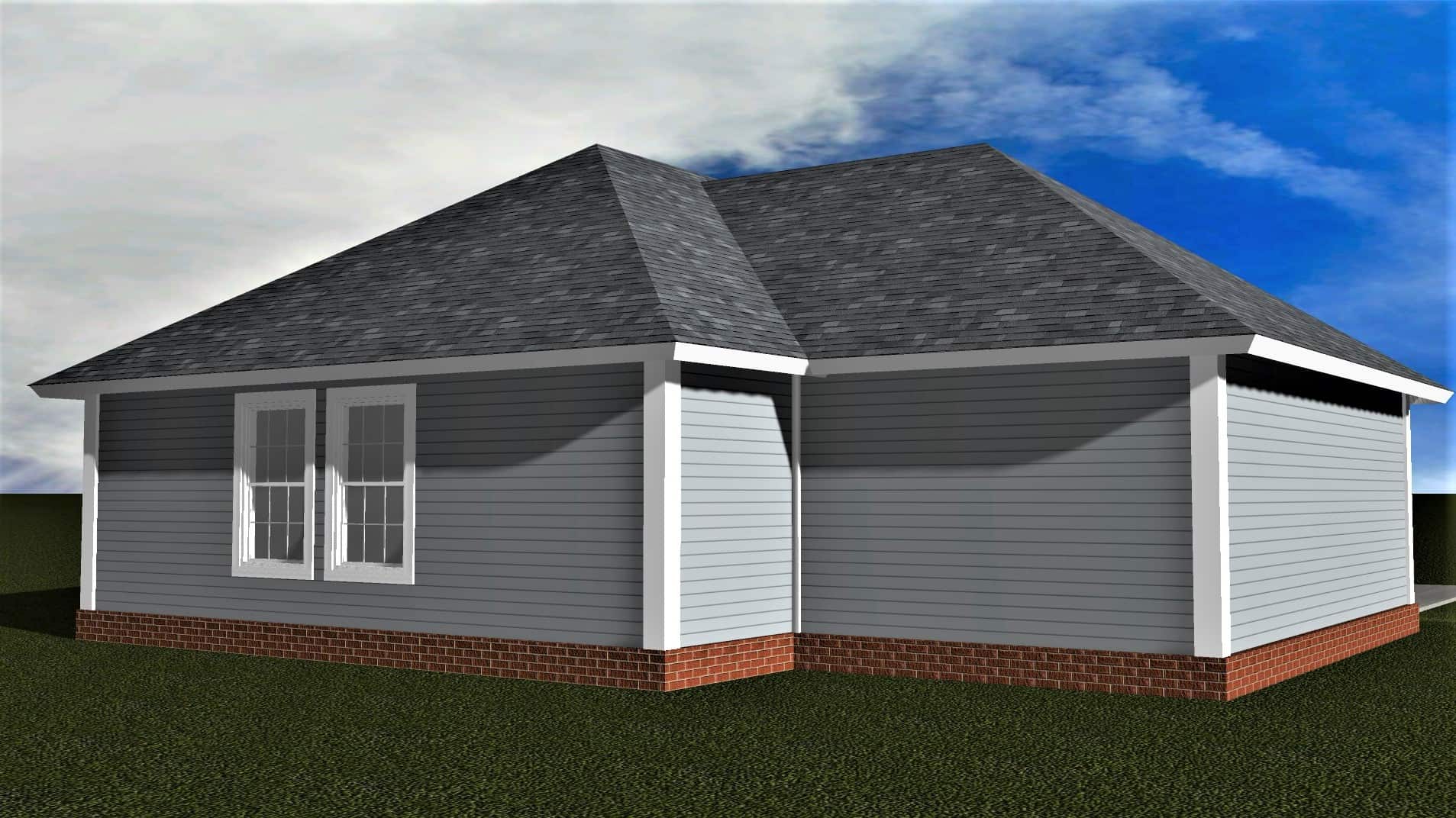 Rear View of this 2-Bedroom,788 Sq Ft Plan -178-1402