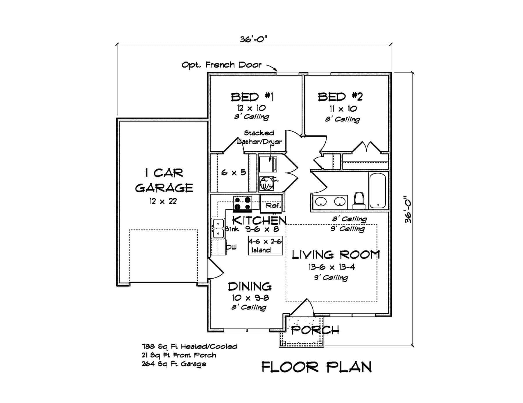 Main Level of Cottage Plan #178-1402