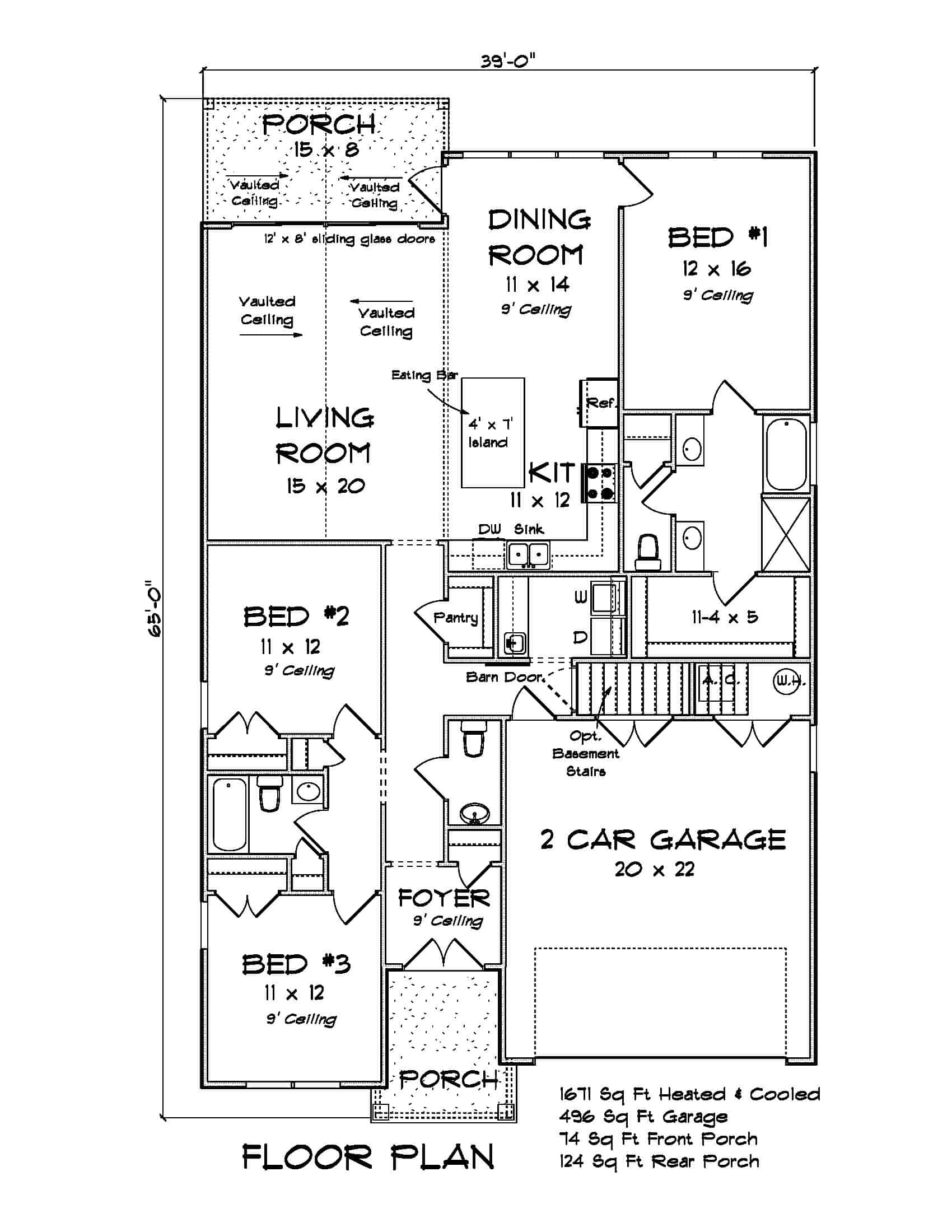 Main Level of Cottage Plan #178-1403