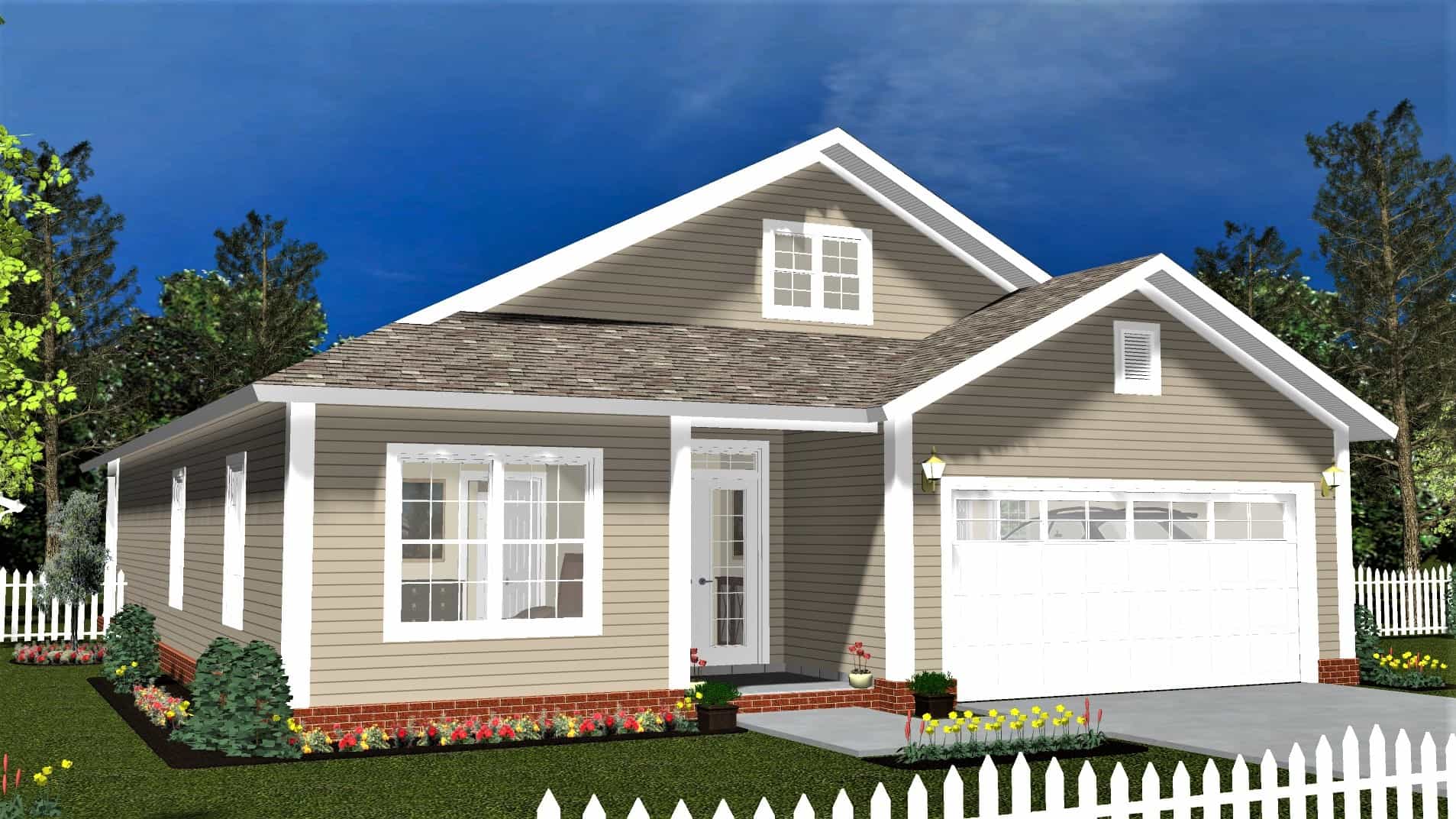 Front elevation of Transitional home (ThePlanCollection: House Plan #178-1404)