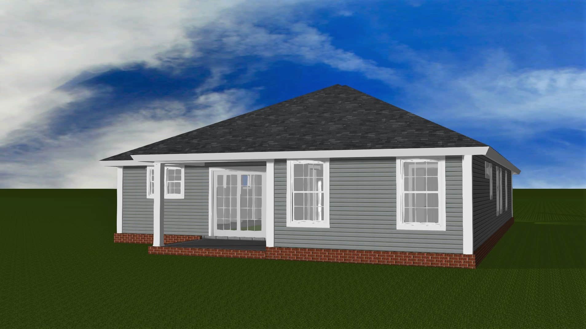 Rear View of this 3-Bedroom,1577 Sq Ft Plan -178-1405