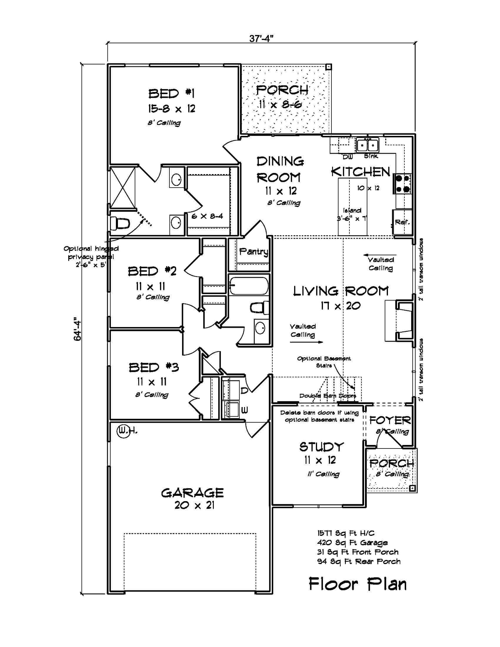 Main Level of Modern Plan #178-1405