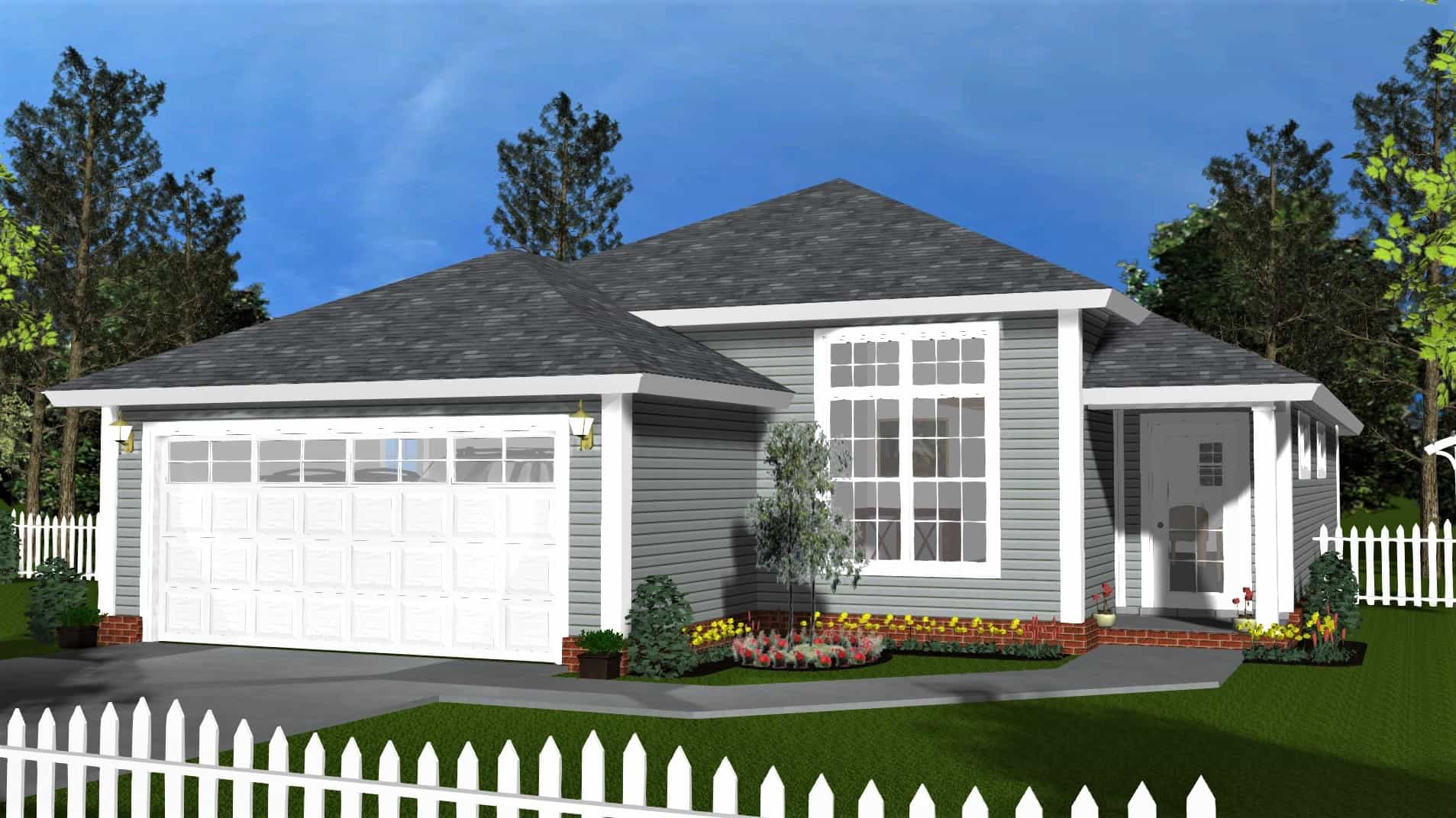 Front elevation of Contemporary home (ThePlanCollection: House Plan #178-1405)