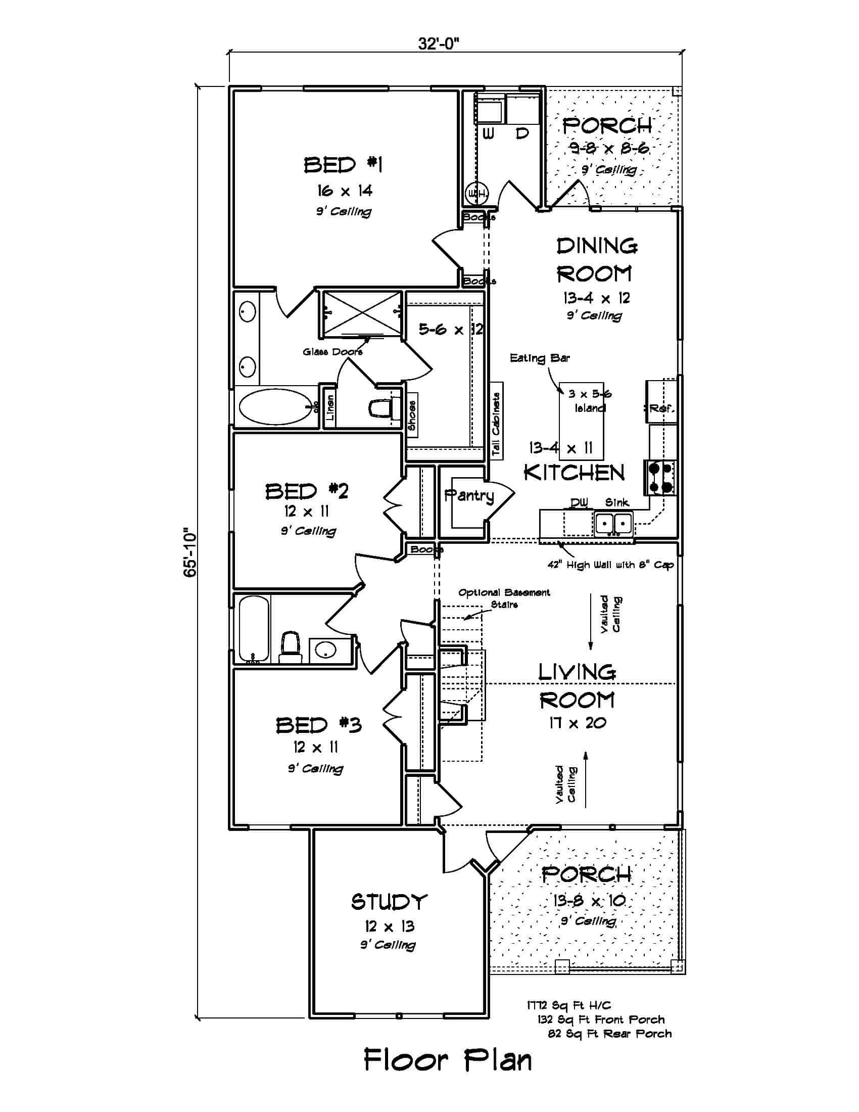 Main Level of Cottage Plan #178-1406