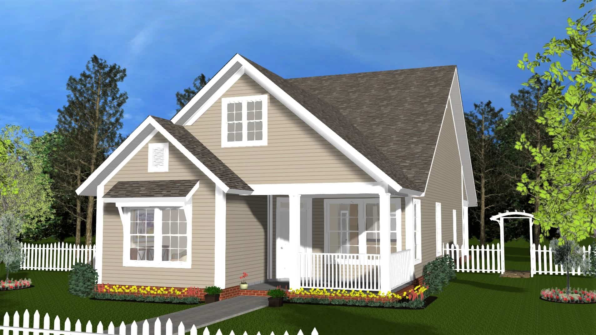 Front elevation of Cottage home (ThePlanCollection: House Plan #178-1406)
