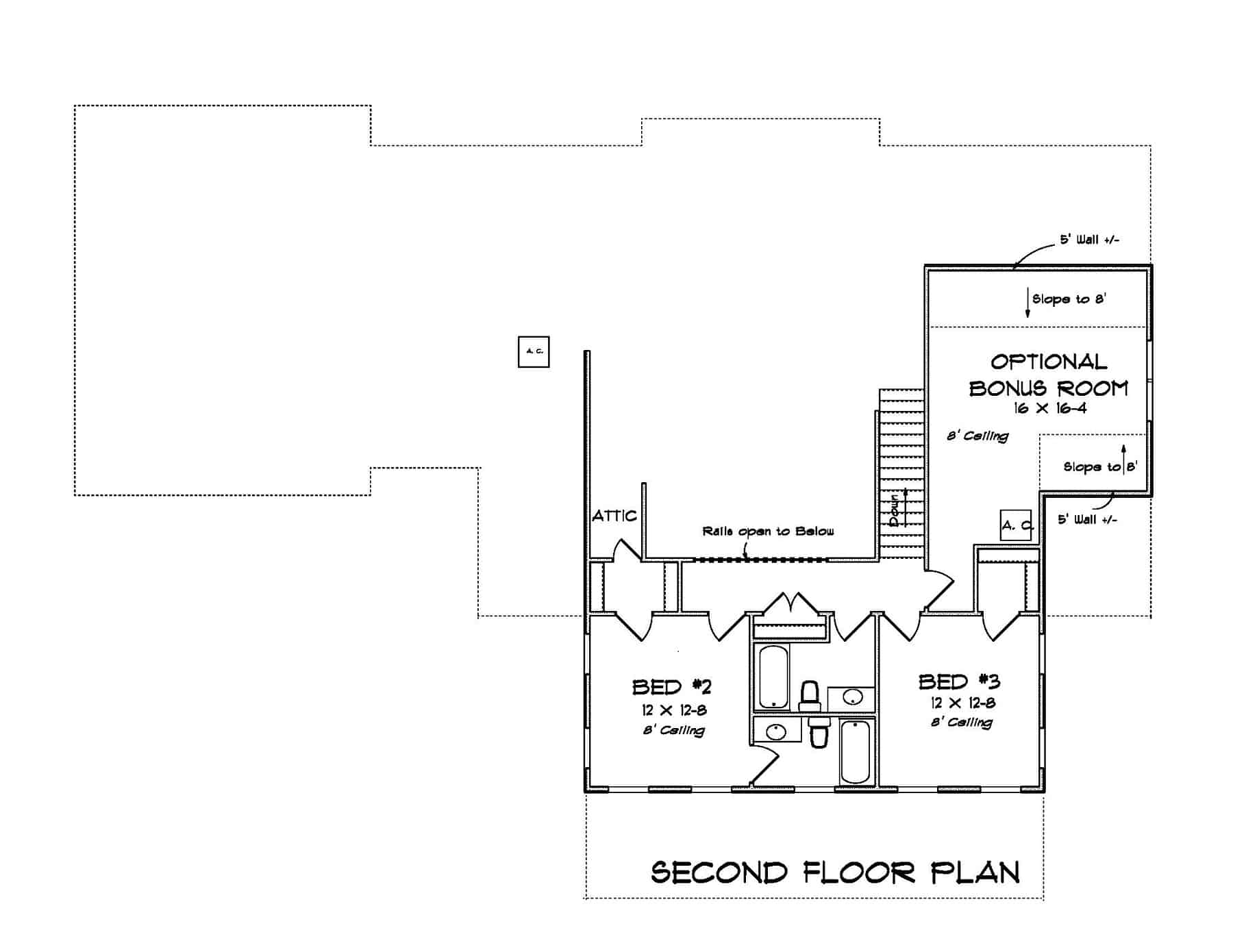 Upper Level of Farmhouse Plan #178-1408