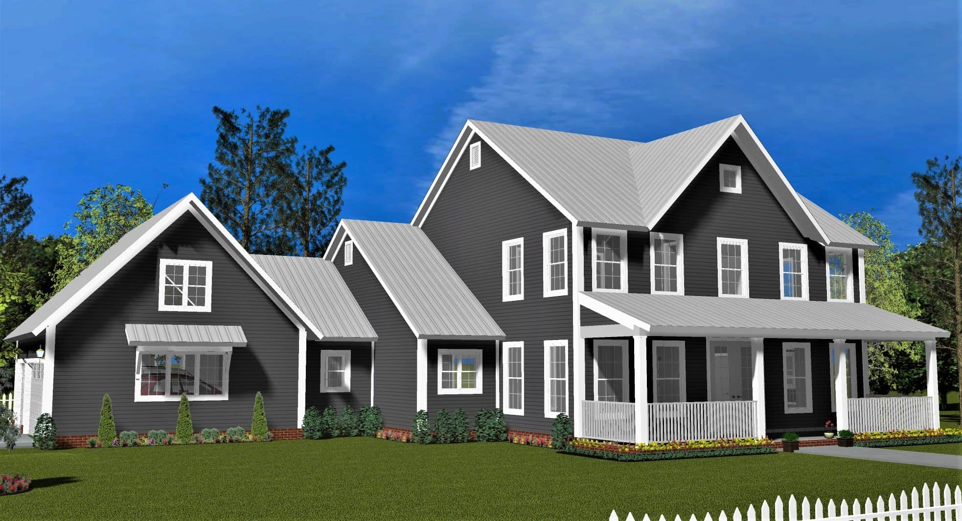 Front elevation of Farmhouse home (ThePlanCollection: House Plan #178-1408)