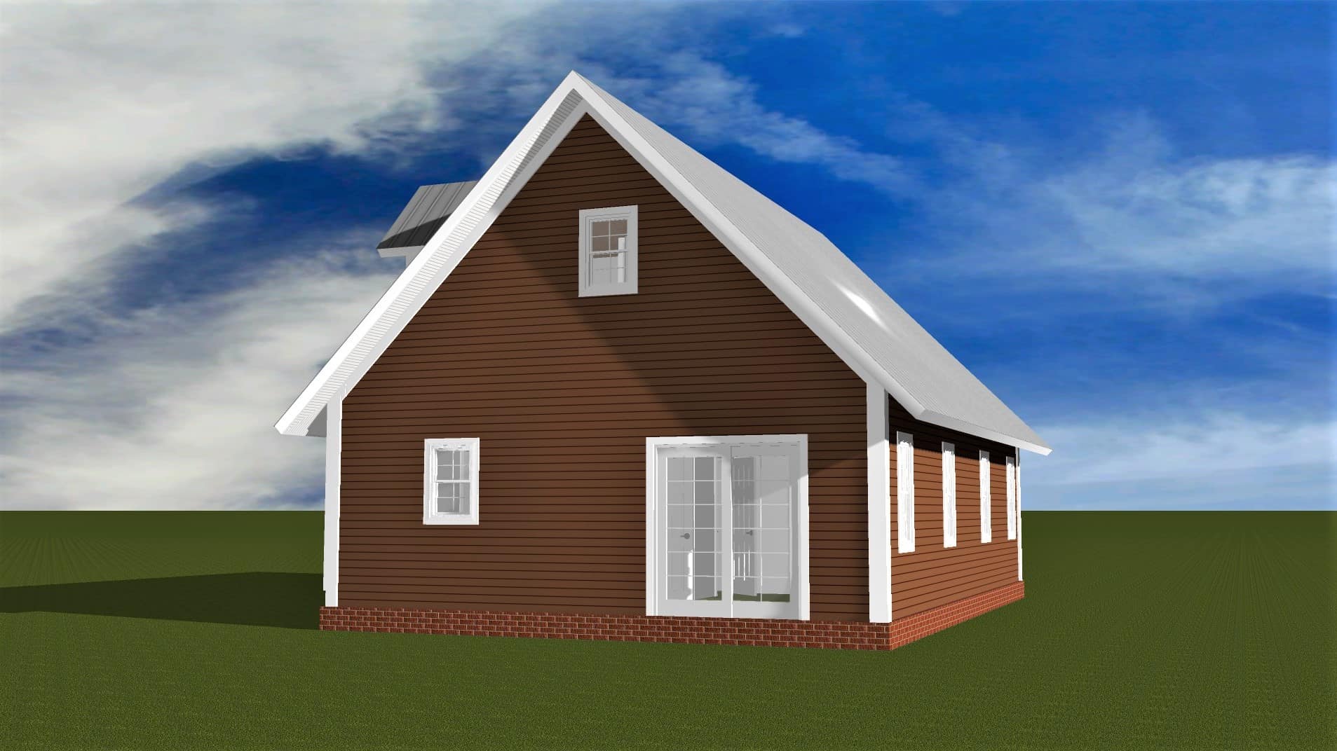 Rear View of this 2-Bedroom,1050 Sq Ft Plan -178-1410