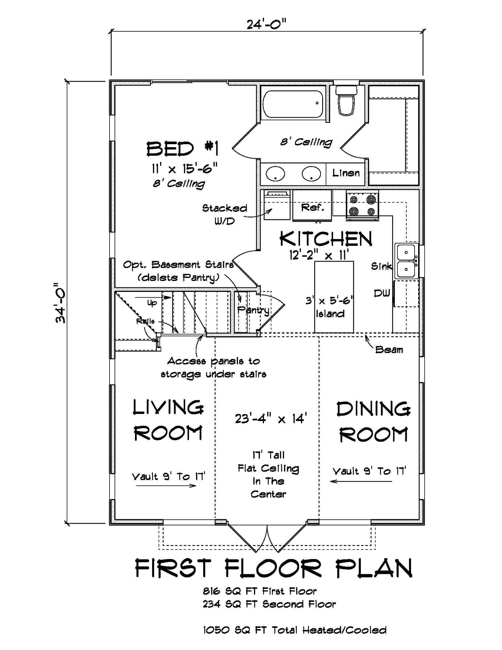 Main Level of Cabin Plan #178-1410
